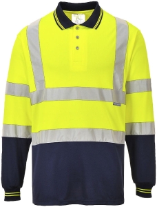 Koszulka polo z długimi rękawami PORTWEST S279 żółto-granatowa