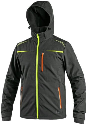 Kurtka CXS NORFOLK softshell czarna żółto-pomarańczowe elementy HV