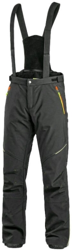 Spodnie CXS TRENTON softshell zimowe czarne żółto-pomarańczowe elementy HV