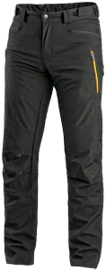 Spodnie CXS AKRON softshell czarne żółto-pomarańczowe elementy HV